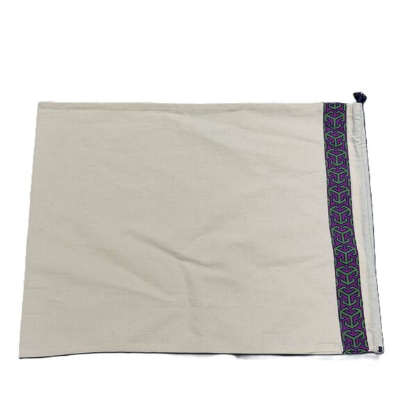 Authentic Tory Burch Dust Bag Canvas Drawstring Purple Green Trim 14x18 - Picture 8 of 8